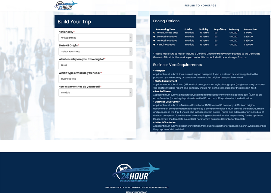 24 Hour Passport & Visas Website Design by Guido Media