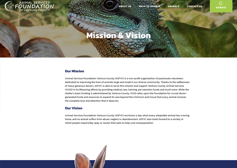 Animal Services Foundation of Ventura County Website Design Website Design by Guido Media