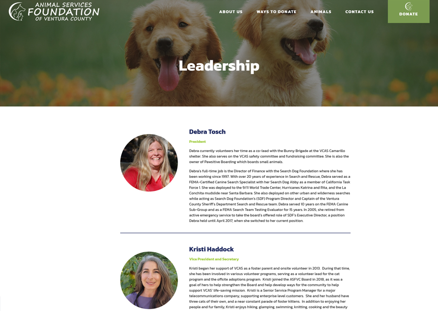 Animal Services Foundation of Ventura County Website Design Website Design by Guido Media