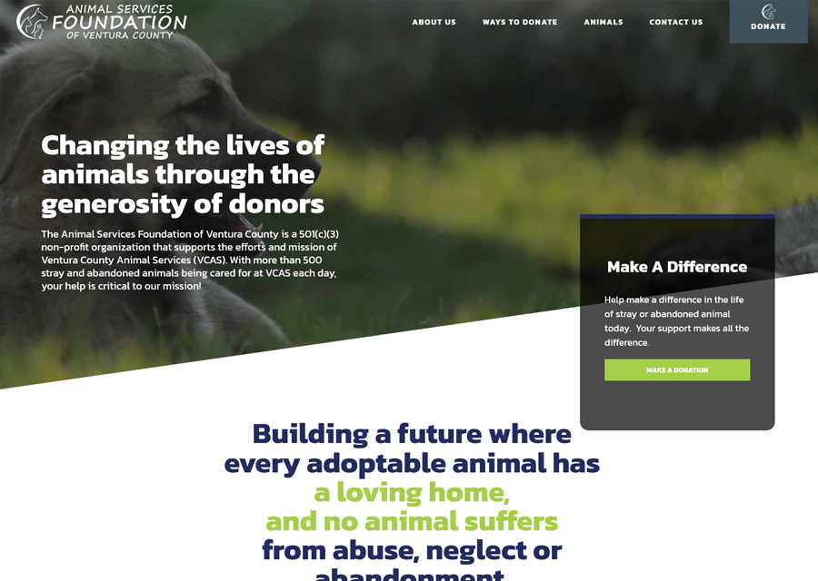 Animal Services Foundation of Ventura County Website Design Website Design by Guido Media