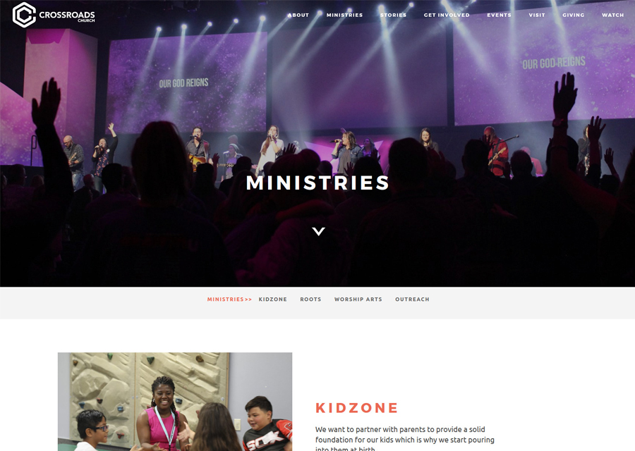 Crossroads Church Website Design by Guido Media