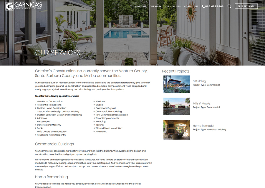 Garnica's Construction Website Design by Guido Media