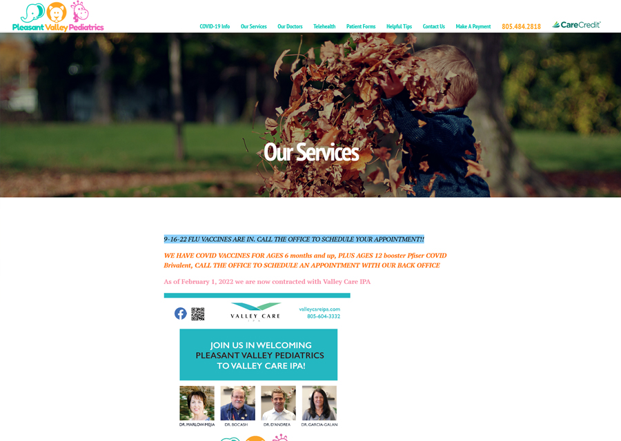 Pleasant Valley Pediatrics Website Design by Guido Media
