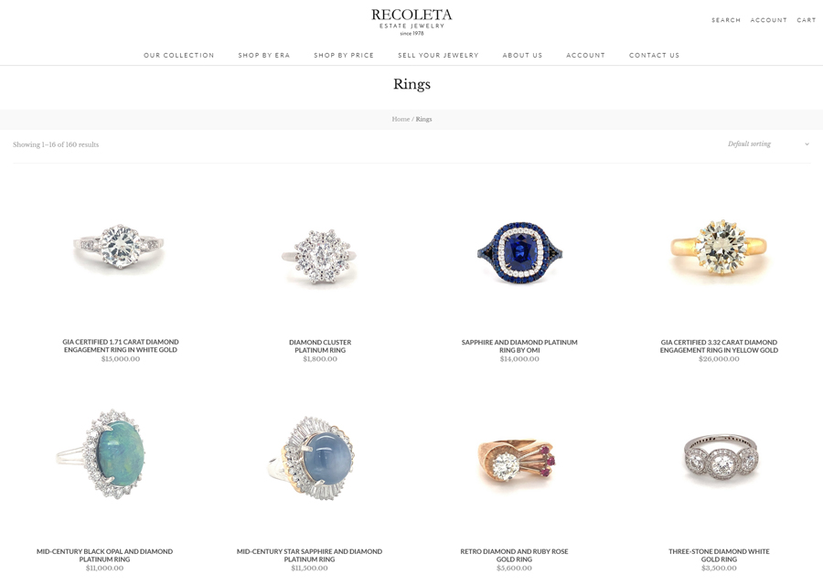 Recoleta Estate Jewelry Website Design by Guido Media