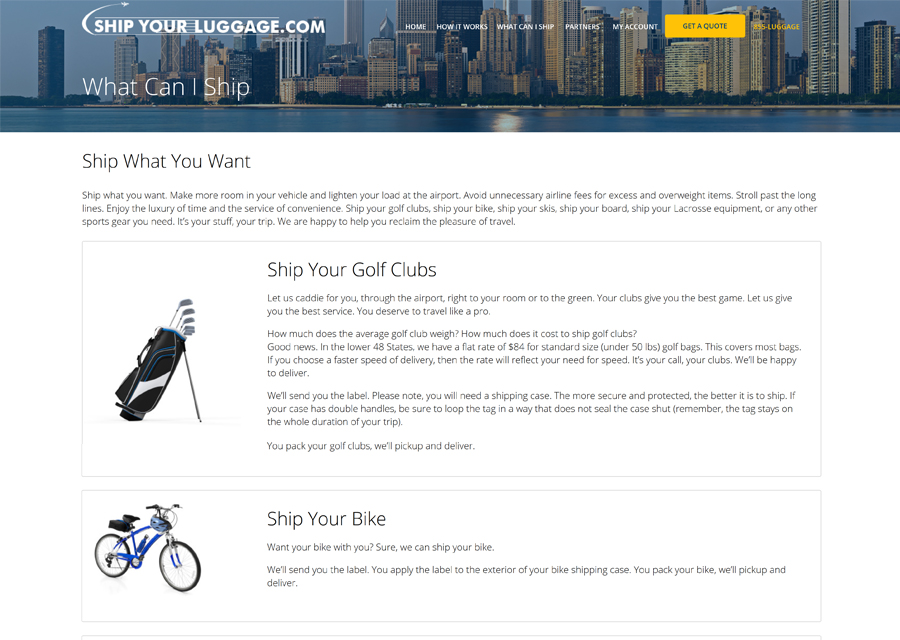 Ship Your Luggage site Design Guido Media Design & Development