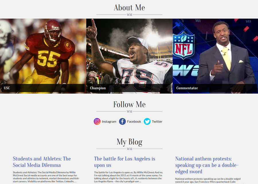 Willie McGinest Website Design by Guido Media