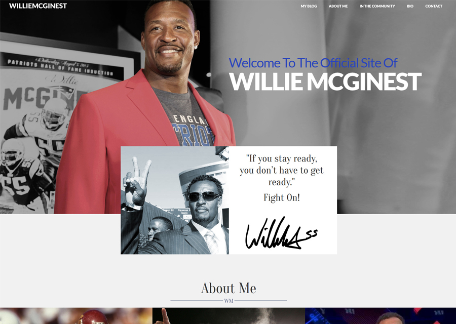 Willie McGinest Website Design by Guido Media